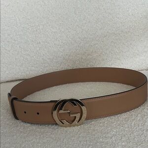 Gucci Tan Leather Belt with Gold buckle